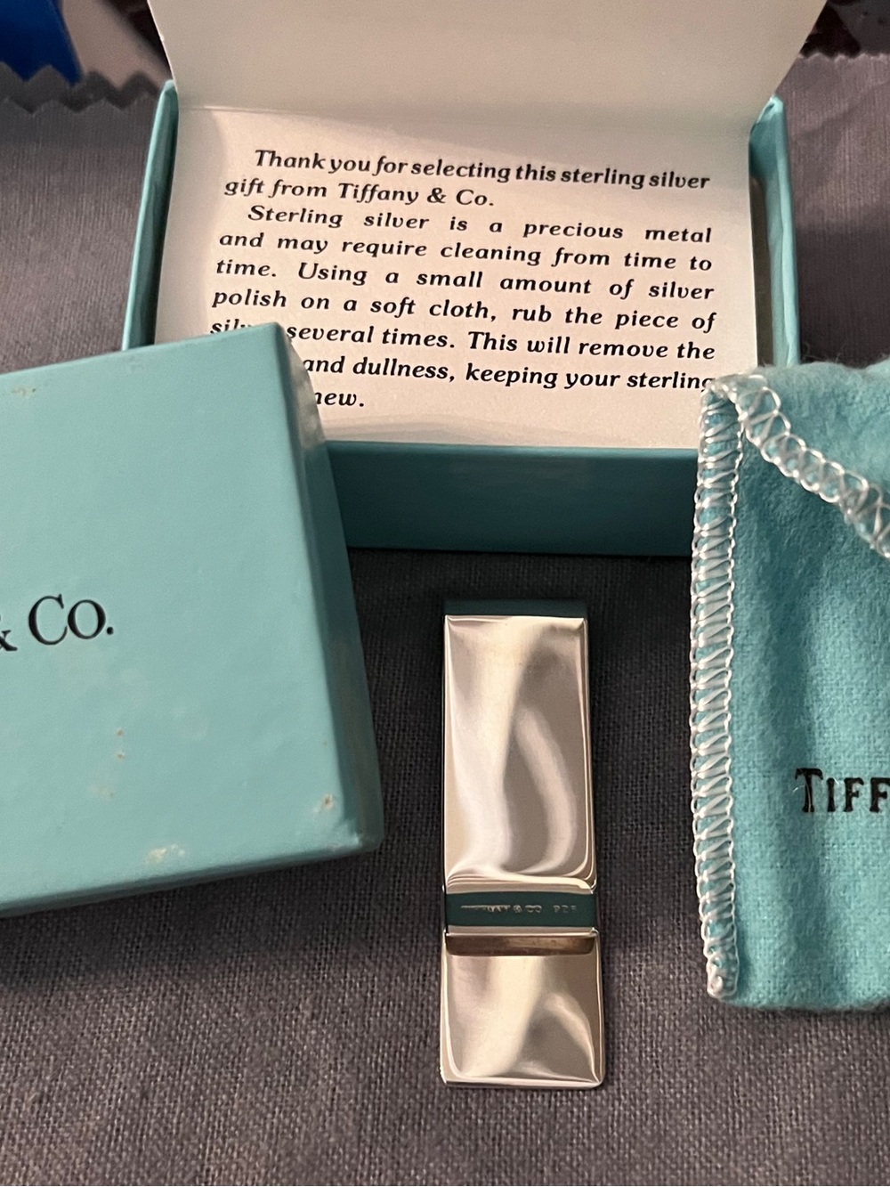 Tiffany & Co. Sterling Silver 1837 925 Polished Money Clip with original pkg